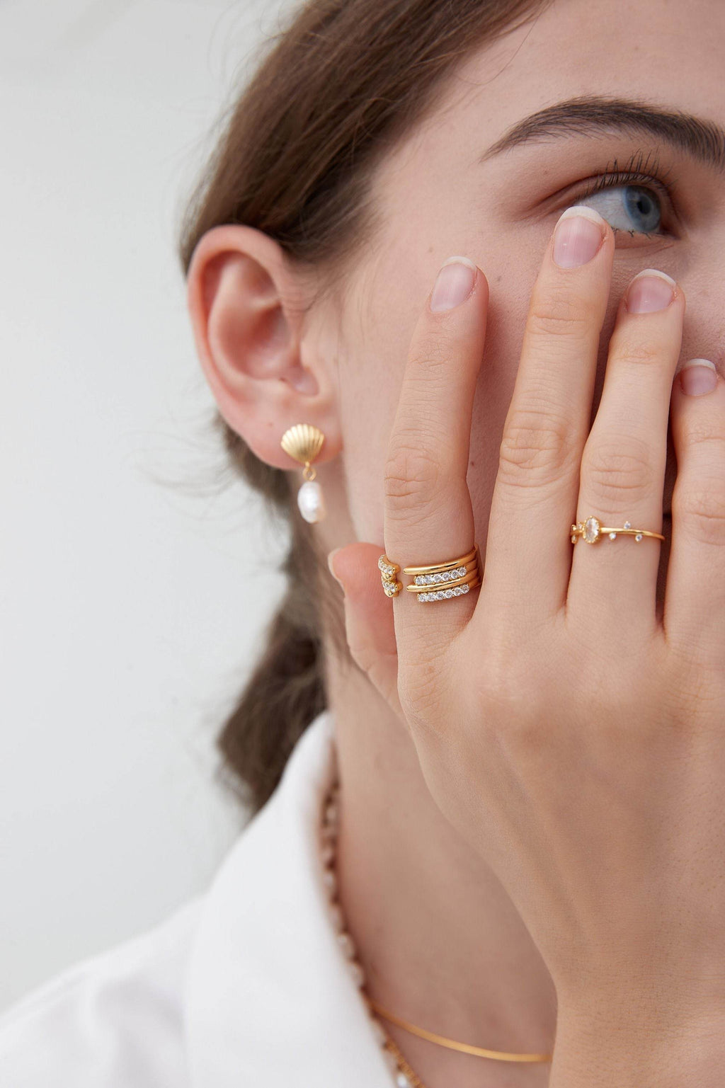Gold Pave Tri-Band Ring - Aventus