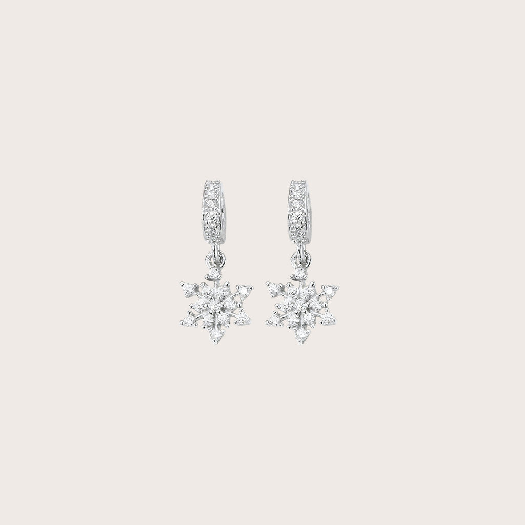 Snowflake Hoop Drop Earrings
