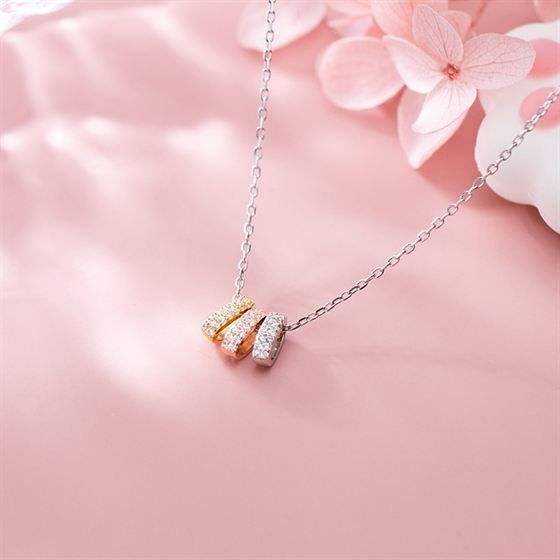 Tripple Pave Circle Necklace - Aventus