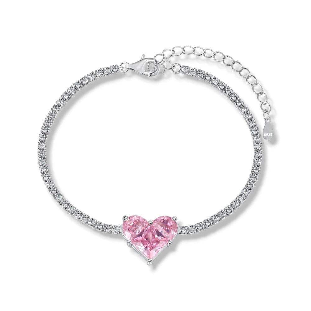 Pink Heart Tennis Bracelet - Aventus