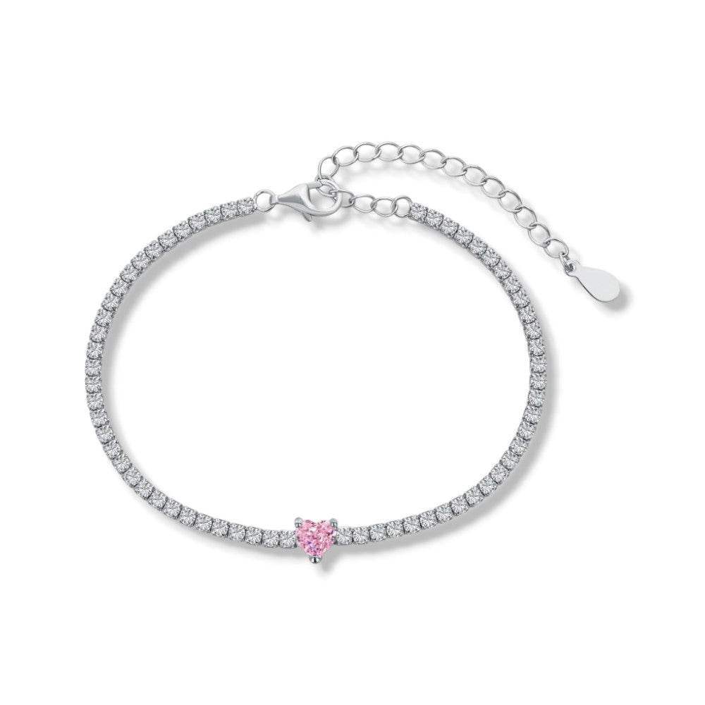 Petite Pink Heart Tennis Bracelet - Aventus