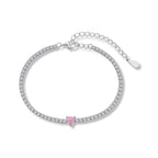 Petite Pink Heart Tennis Bracelet - Aventus