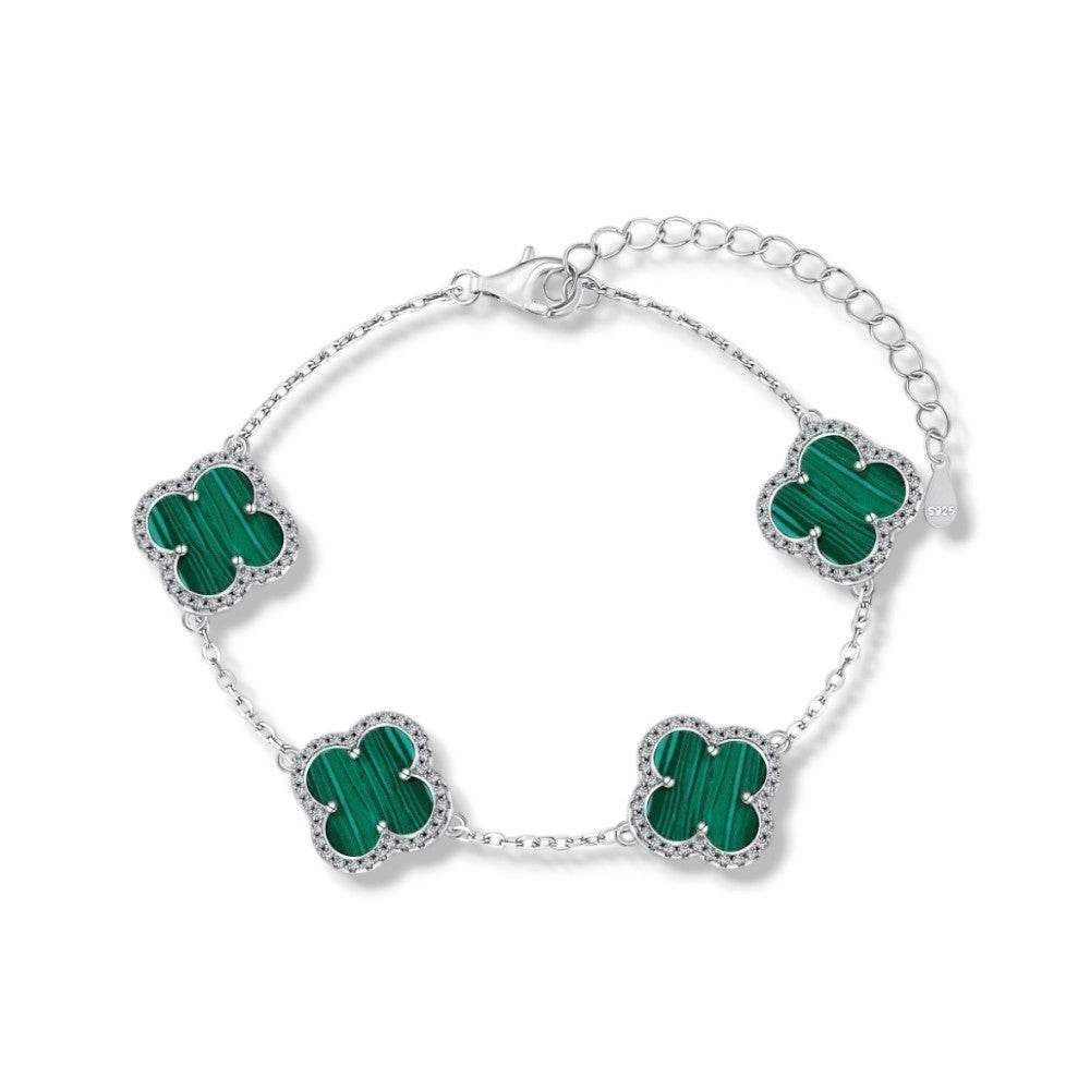 Malachite Pave Clover Bracelet - Aventus