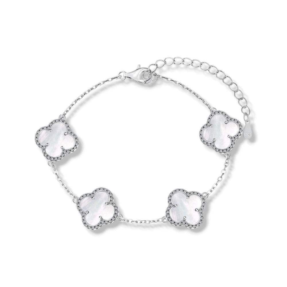 Mother-of-Pearl Pave Clover Bracelet - Aventus